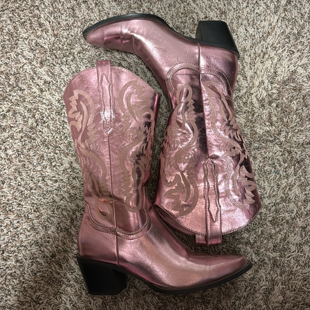 Pink Metallic Boots